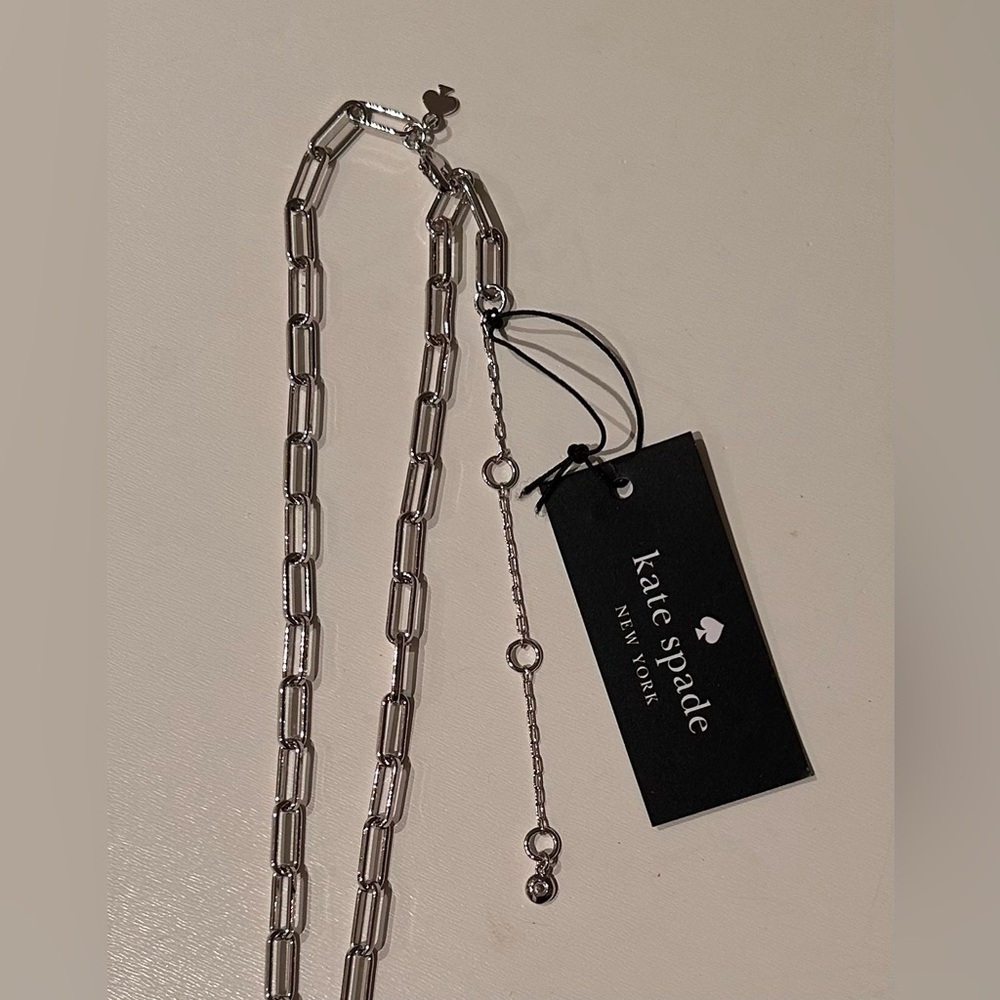 NWT KATE SPADE NEW YORK, SPADES & STUDS, Women Necklace, Metal, Silver - Picture 3 of 4